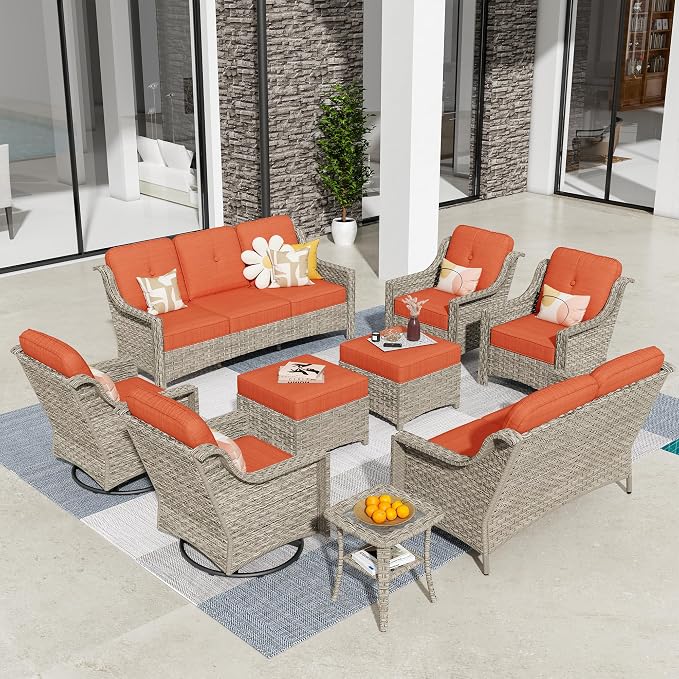 HOOOWOOO 9 Piece Patio Furniture Conversation Sets by DesignforBetterLife