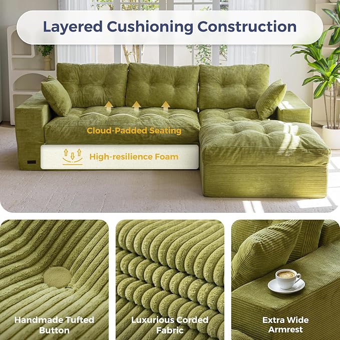 MAXYOYO 104" L Shaped Modular Sectional Sofa - Image 5