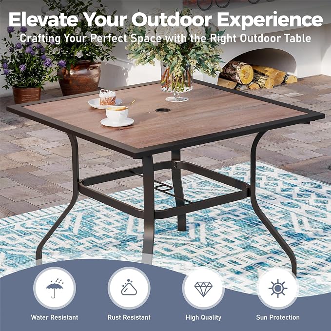 5 Piece Patio Dining Set for 4, 37”x37” Square Table - Image 4