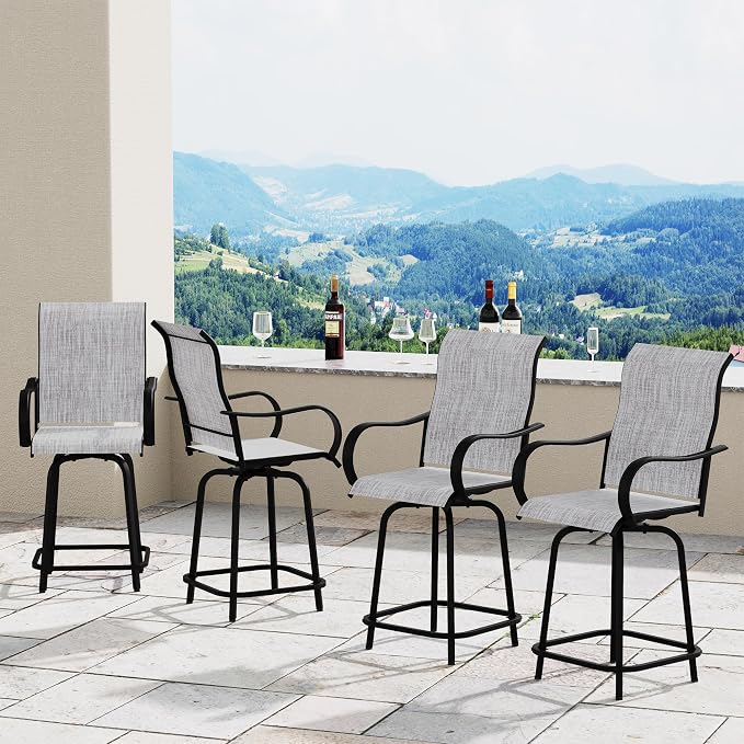 Patio Swivel Bar Stools Set of 4 - Image 2