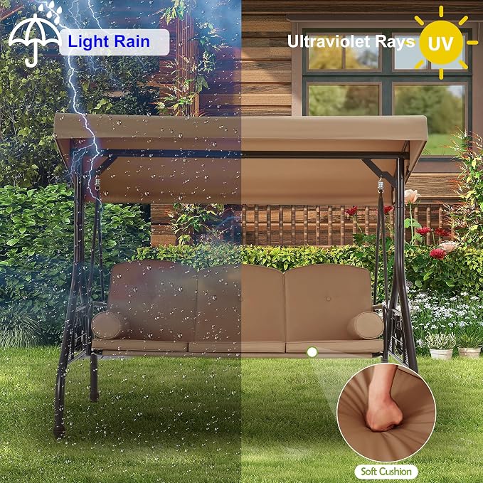 GYUTEI 3-Seat Outdoor Patio Swing - Image 7