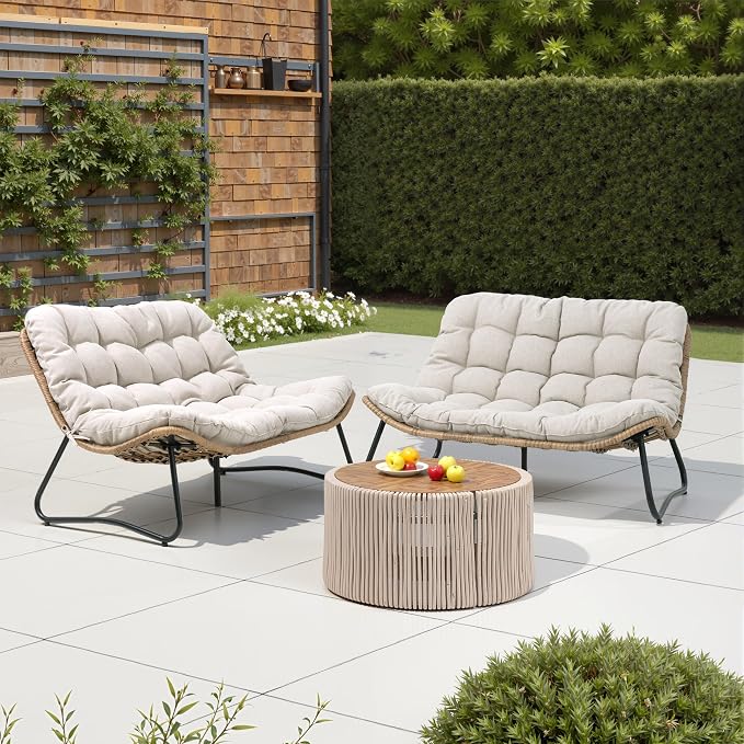 Crestlive Products Outdoor Loveseat 2PCS, Patio Conversation Set, All-Weather by CrestliveProducts