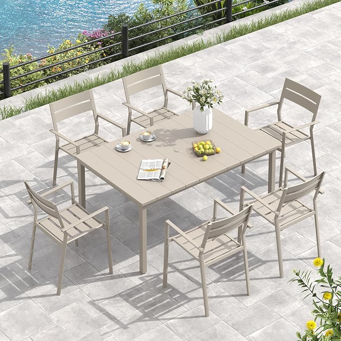 VICLLAX Outdoor Table for 6, Metal Patio Dining Table - Image 3