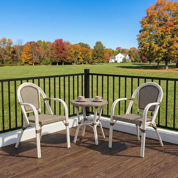 PURPLE LEAF French Bistro Chairs Set of 2 Patio Dining Chairs Hand-Woven - Image 3