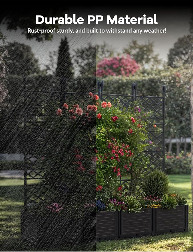 4 PCS Raised Garden Bed with Trellis, Patio Privacy Screen & Balcony Garden - Image 5