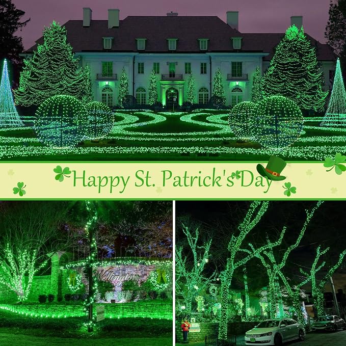 btfarm 4 Pack St Patricks Day Fairy Lights, 320LED 132FT Green Solar String - Image 5