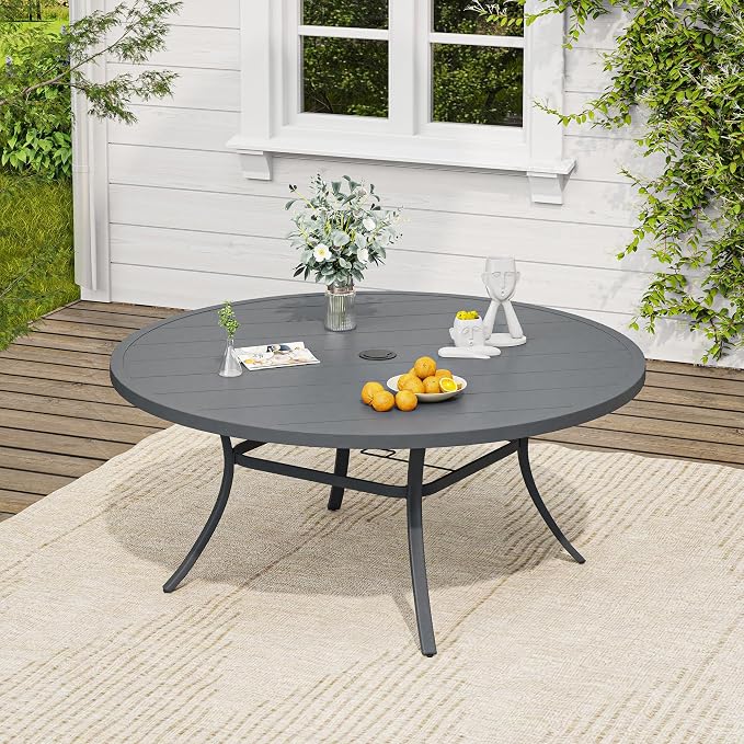 VICLLAX 63" Round Patio Table, Outdoor Dining Table - Image 2