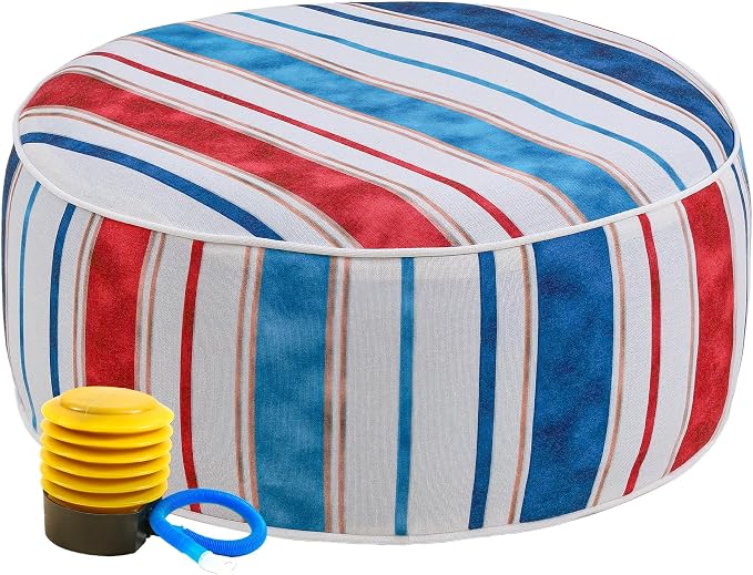 UPWELL Waterproof Inflatable Outdoor Ottoman Pouf, Portable Patio Footrest by Upwell
