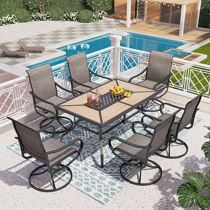 PHI VILLA 7 Piece Patio Dining Set, 6 Swivel Patio Chairs by PHIVILLAThepioneerofcomfortablehouseholdsupplies