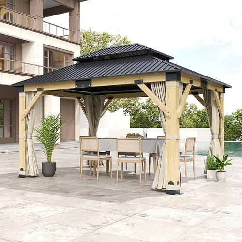 11x13FT Wood Gazebo, Outdoor Wooden Gazebo - Image 2
