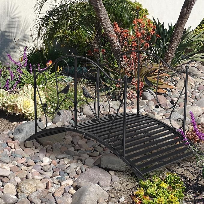 4FT Steel Garden Bridge with Anti-Slip Deck, 330LB Capacity Metal Footbridge - Image 9