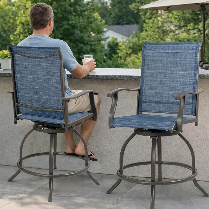 Kozyard Isabella Outdoor Swivel Bar Stools, Counter Height Patio Swivel Chairs - Image 6