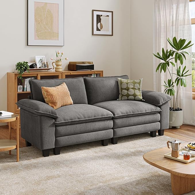 LINSY HOME 90'' Cloud Loveseat Sofa, Modular Sectional Couches Corduroy Cloud by LINSYHOME