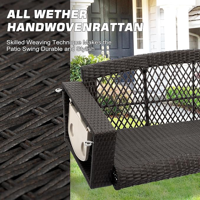 Grepatio Wicker Hanging Porch Swing - Image 5