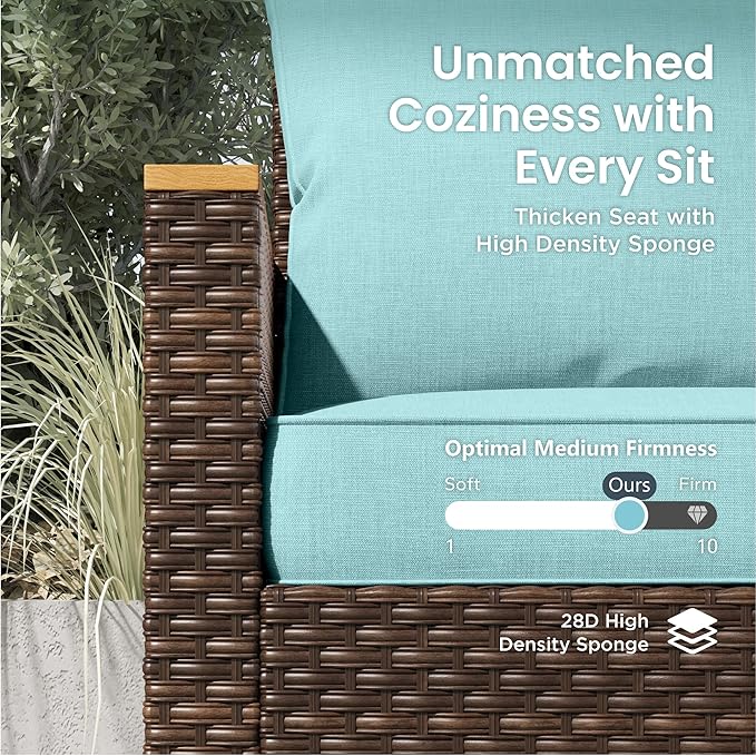 PHI VILLA 9-Piece Wicker Patio Furniture Set, Outdoor Half-Moon Curved - Image 7