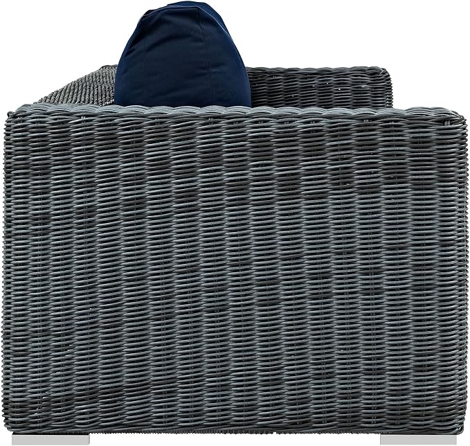 Modway EEI-1874-GRY-NAV Summon Wicker Rattan Outdoor Patio Sofa - Image 5