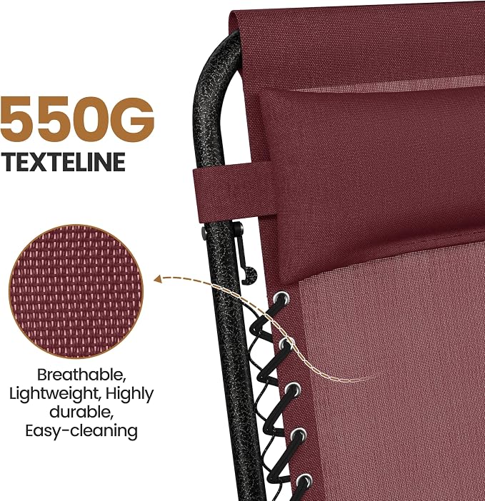 Yaheetech Zero Gravity Recliners Outdoor Adjustable Folding Reclining Lounge - Image 5