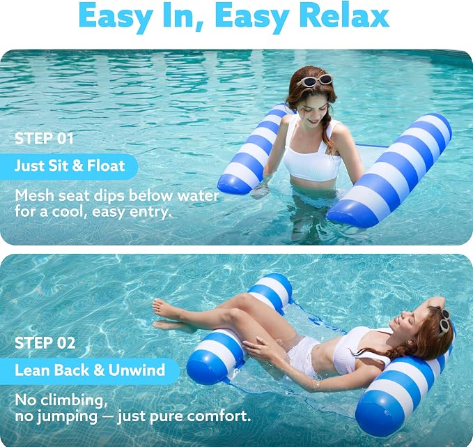 SLOOSH 2 Packs Hammock Pool Floats Adults, 4-in-1 Multi-Purpose Inflatable Pool - Image 3