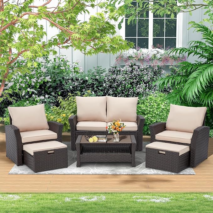 HOMREST 6 Pieces Outdoor Patio Furniture Set - Image 2