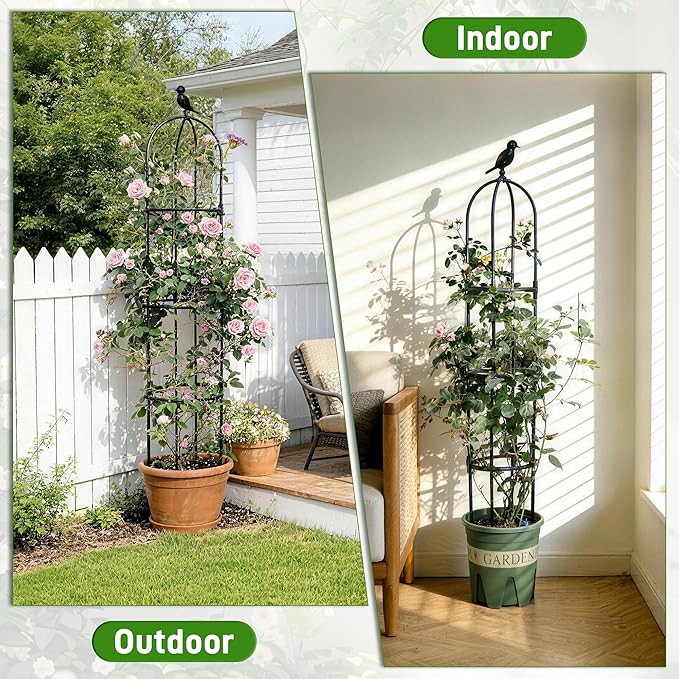 6ft Garden Obelisk Trellis for Climbing Plants-Rustproof Metal Pipe - Image 5