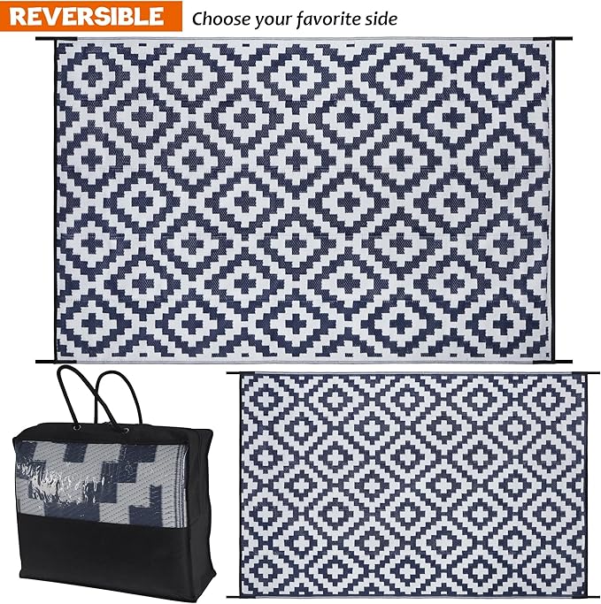 SAND MINE Reversible Mats, Plastic Straw Rug, Modern Area Rug, Large Floor Mat - Image 3