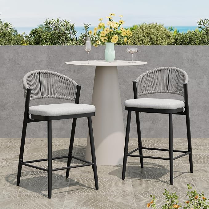 Christopher Knight Home Hearth 26.00" H Patio Barstools Set of 2, Woven Wicker - Image 3