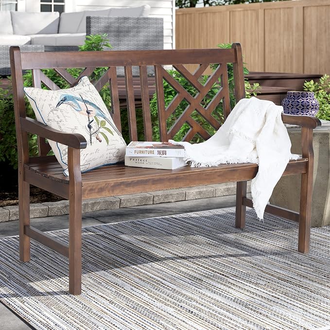Sophia & William Outdoor Bench Garden Bench Wood 47", Patio Dining Bench - Image 2