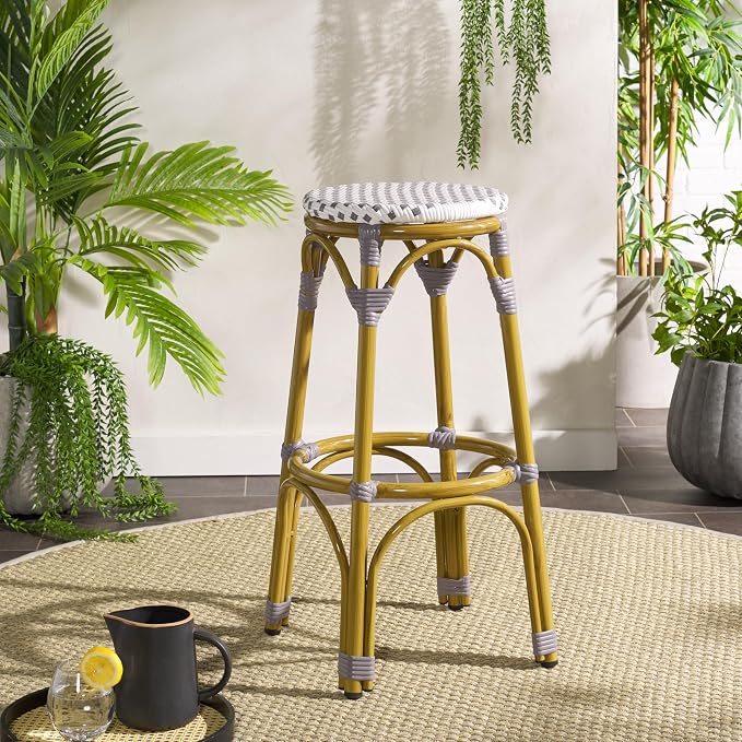 Safavieh Home Collection Kipnuk Grey&White Indoor/ Outdoor Barstool - Image 2