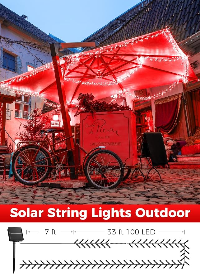 Minetom Solar String Lights Outdoor, 40FT 100 LED String Lights Solar Powered - Image 3