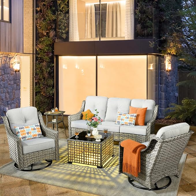 HOOOWOOO 5 Piece Patio Furniture Conversation Sets by DesignforBetterLife