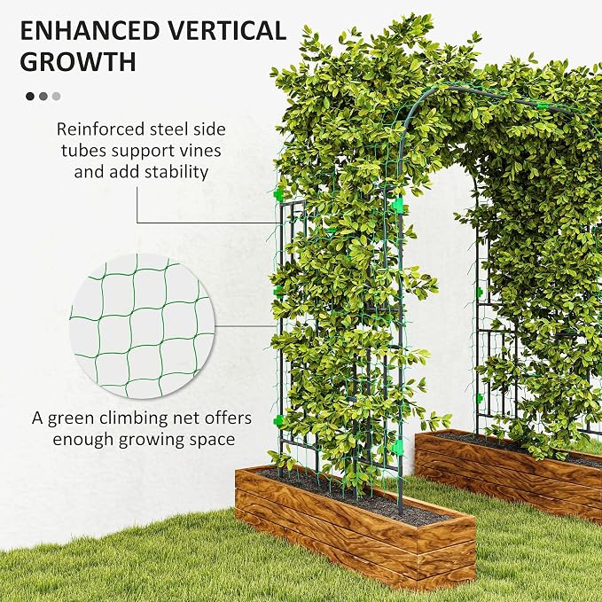 Outsunny Garden Arch Trellis, 8 FT Tall Metal Plant Trellis Support - Image 4