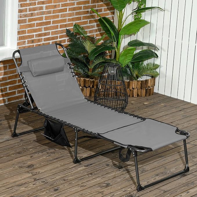 Outsunny Folding Chaise Lounge - Image 2
