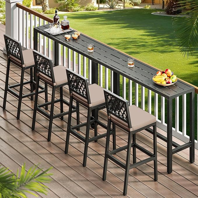 YITAHOME Outdoor Bar Stools Set of 2, Cushioned Metal Outdoor Bar Stools - Image 9