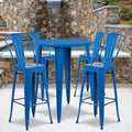 Flash Furniture Callum Commercial Grade 30" Round Blue Metal Indoor-Outdoor Bar by FlashFurniture