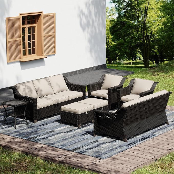 Joyside Wicker Patio Furniture Sets, 7 Pieces Upgraded Large Size Outdoor by Joyside