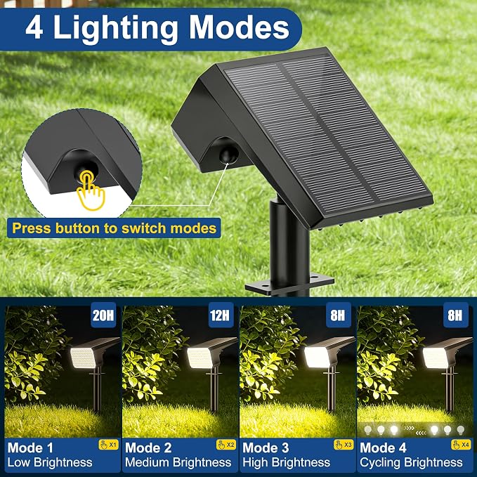 LANSOW 12 Pack Solar Spot Lights Outdoor Waterproof IP67, Solar Landscape - Image 3