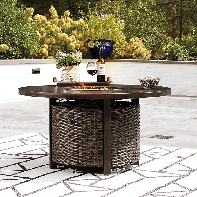 Signature Design by Ashley Paradise Trail Outdoor Round Wicker Patio Fire Pit - Image 2