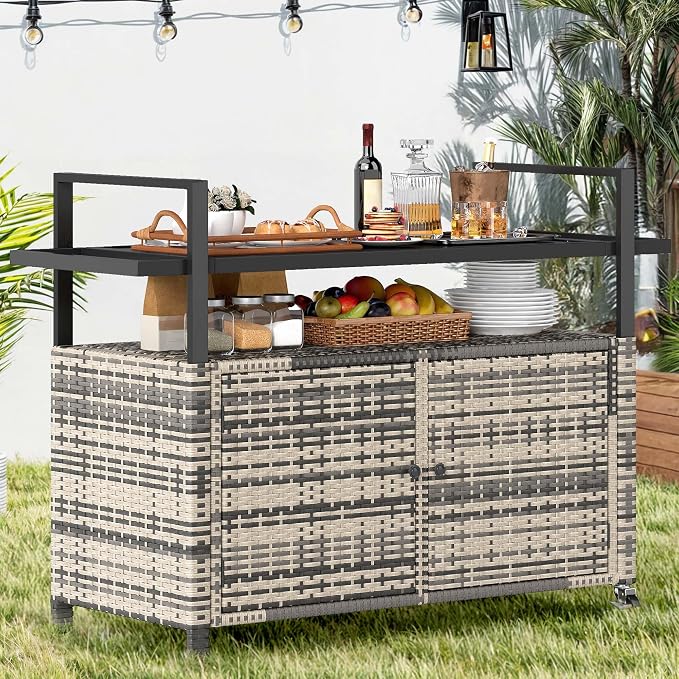 DWVO XXL Patio Storage Cabinet, Outdoor Bar Cart - Image 4