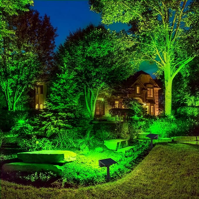 T-SUN Green Solar Spot Lights Outdoor 4 Pack, 49 LED 2 Lighting Modes, IP65 - Image 7