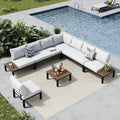 MFSTUDIO 7 Pieces Patio Furniture Set, Outdoor Sectional Sofa Metal Modern by MFSTUDIO