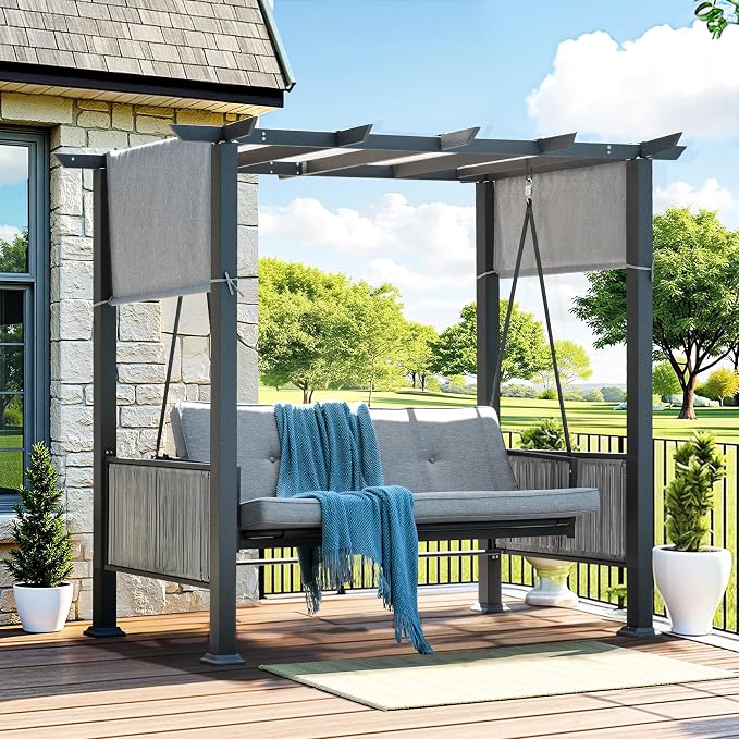 Pamapic 3-Seat Porch Swing Bed - Image 9