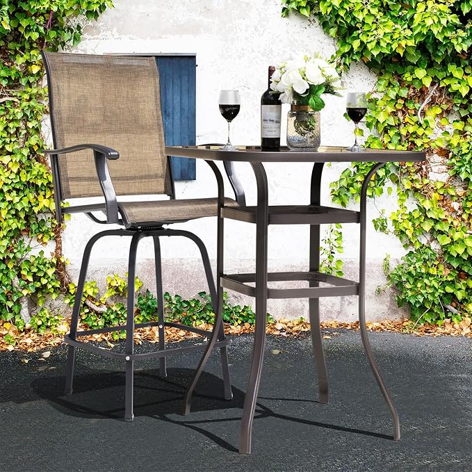 NUU GARDEN 3 Piece Patio Bar Set, Textilene Bar Stools Set, All Weather Outdoor - Image 2