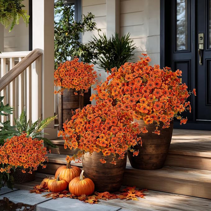 Artificial Fall Flowers Outdoor Fake Mums - Image 2