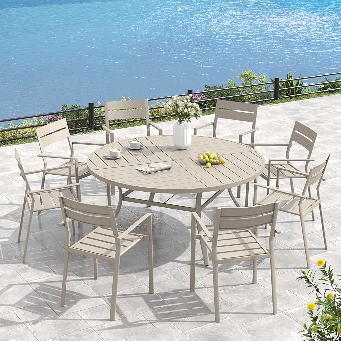 VICLLAX 53" Round Outdoor Table, Patio Dining Table - Image 7