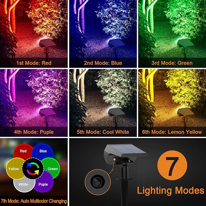 Solar Spot Lights Outdoor Color Changing, Christmas IP65 Waterproof Landscape - Image 5