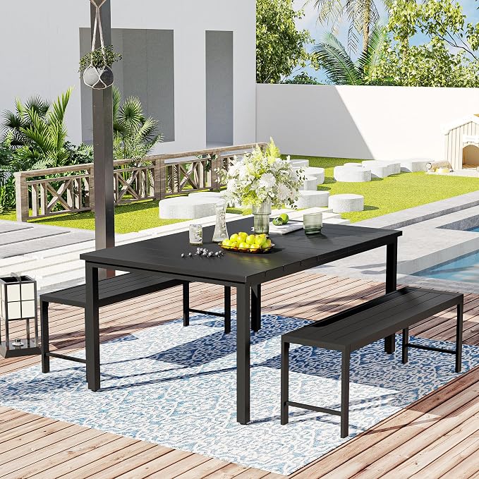 VICLLAX 2 Pieces Outdoor Garden Backless Bench, 51.2" Metal Bench Steel Frame - Image 6