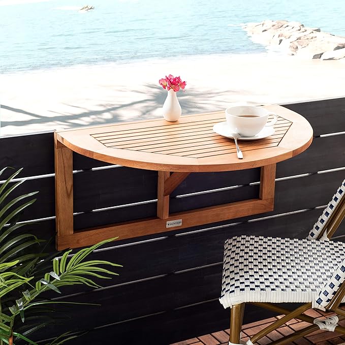 Safavieh PAT7045A Outdoor Collection Owens Natural teak wood Balcony Hanging - Image 2