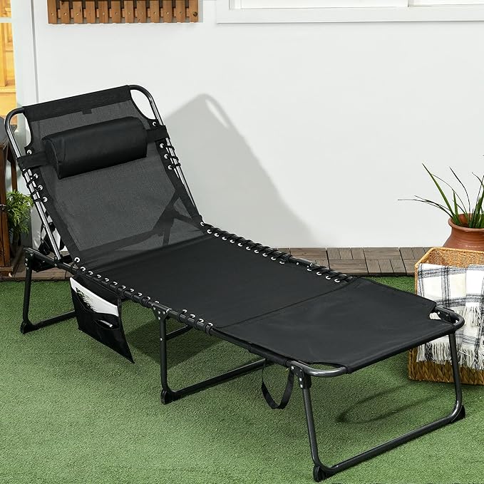 Outsunny Folding Chaise Lounge - Image 2