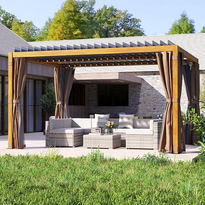 Outsunny 10' x 13' Louvered Pergola Hardtop Gazebo - Image 9