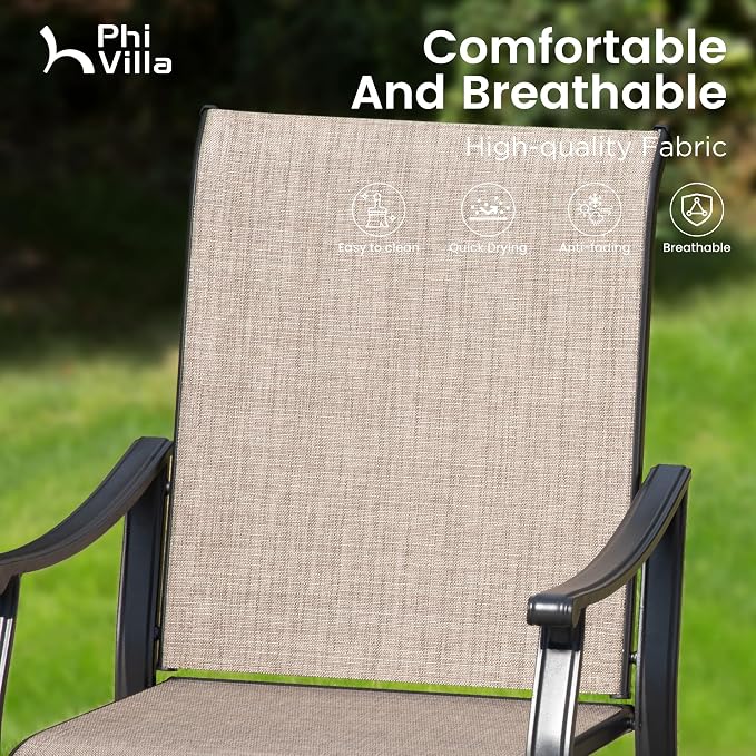 PHI VILLA 9 pcs Patio Dining Set, Heavy Duty Extra Large Square Metal Table - Image 3